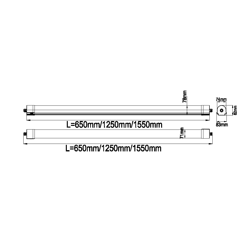 GAR 1.2, 1200mm, 23/28/34/40W, 3000/4000/6000K, 3220-5600lm